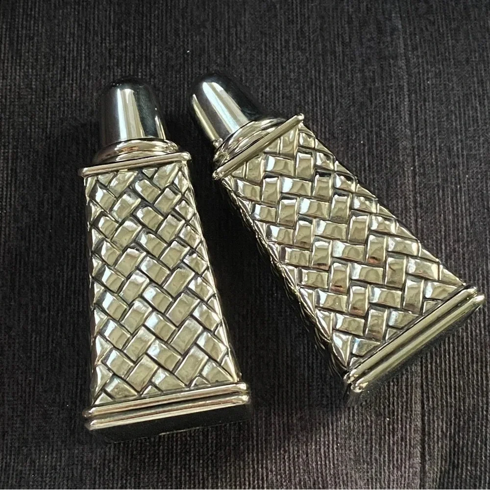 Vintage Godinger Silver Salt & Pepper Shaker Set Neiman Marcus Braided Design